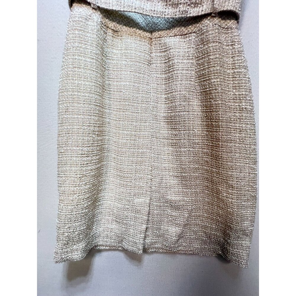 Banana Republic Women's Tweed Belted Sheath Dress Sleeveless Size 8 Light Beige - Picture 10 of 12